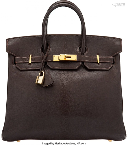 58037: Hermès Vintage 32cm Raisin Chevre Leather