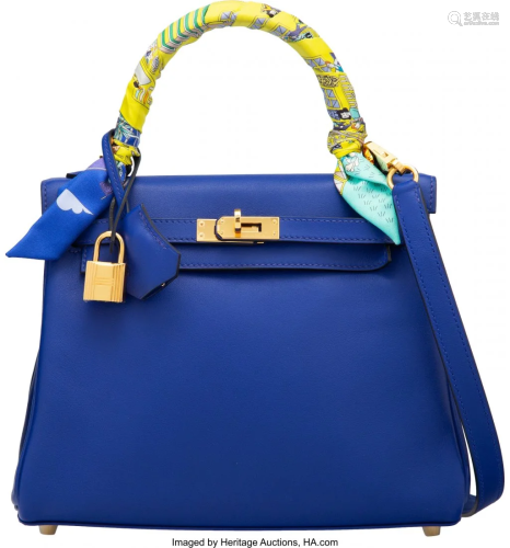 58005: Hermès 25cm Blue Electric Swift Leather R