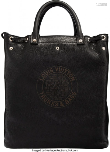 58071: Louis Vuitton Black Tobago Leather Shoe Bag Cond