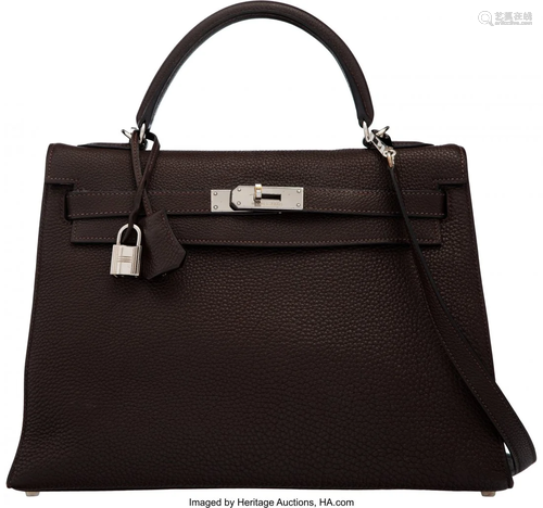 58047: Hermès 32cm Chocolate Togo Leather Retour