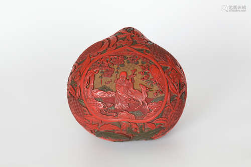 18th，Lacquer carved figure holding box