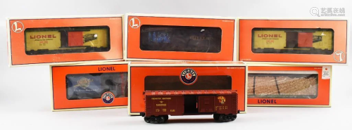 (6) Lionel O/O27 Gauge Boxcars/Flatcar