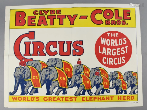 Clyde Beatty Cole Bros Vintage Circus Poster