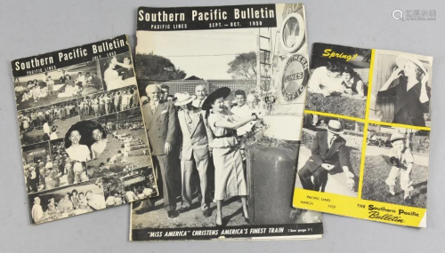 (3) 1950s Southern Pacific Train Bulletins