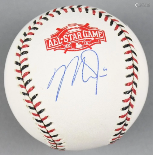 Mike Trout 2015 All Star Sign Ball GA Cert.