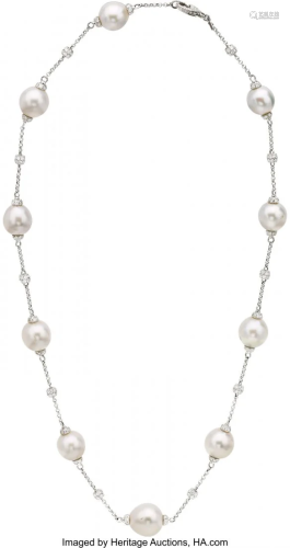 55166: Diamond, South Sea Cultured Pearl, White Gold Ne
