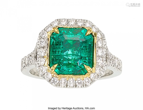 55188: Emerald, Diamond, Platinum, Gold Ring Stones: E