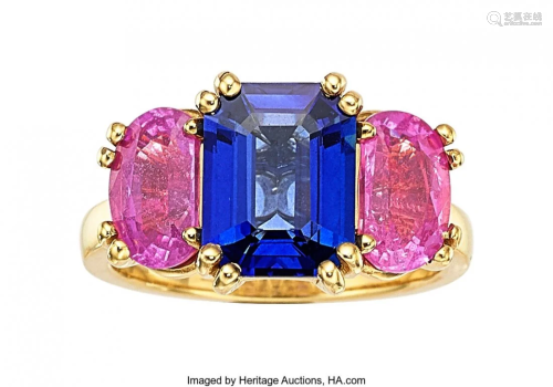 55101: Ceylon Sapphire, Pink Sapphire, Gold Ring Ston
