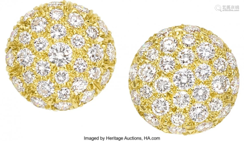 55257: Diamond, Gold Earrings, Harry Winston Stones: F