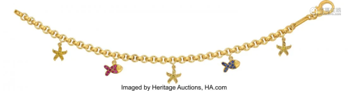 55245: Multi-Color Sapphire, Ruby, Gold Bracelet, Chopa