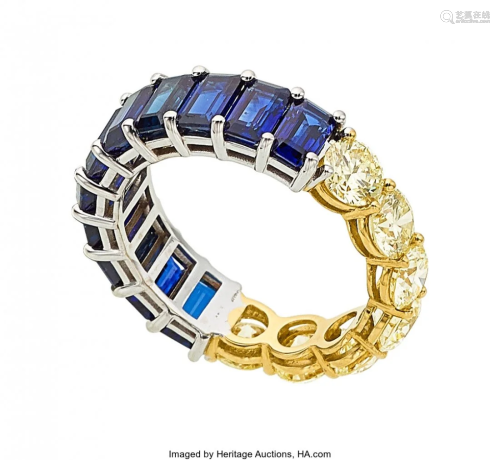 55297: Colored Diamond, Sapphire, Gold Eternity Band S