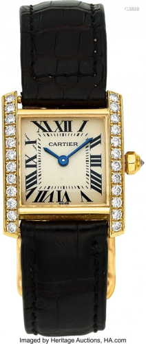 55258: Cartier Lady's Diamond, Gold Tank Francaise Watc