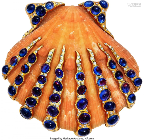 55241: Diamond, Sapphire, Shell, Gold Brooch, Verdura