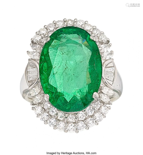55191: Emerald, Diamond, Platinum Ring Stones: Oval-sh