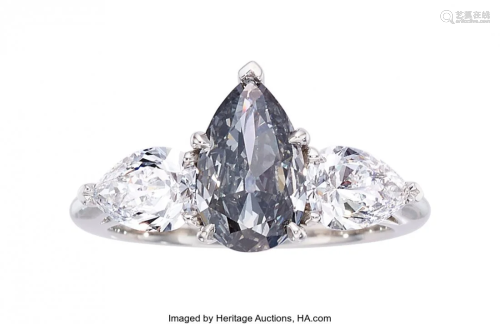 55299: Fancy Blue-Gray Diamond, Diamond, Platinum Ring