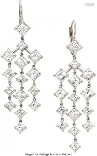 55048: Diamond, White Gold Earrings Stones: Square ste