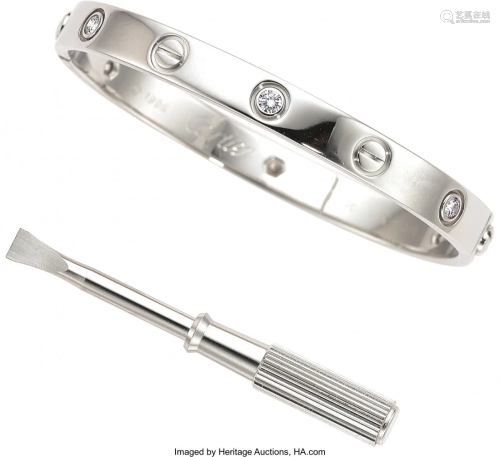 55024: Diamond, White Gold Bracelet, Cartier Stones: F