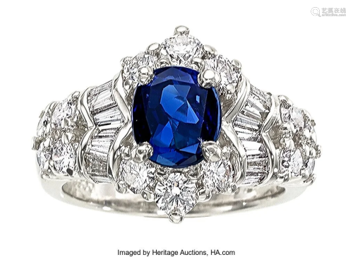 55137: Burma Sapphire, Diamond, Platinum Ring Stones: