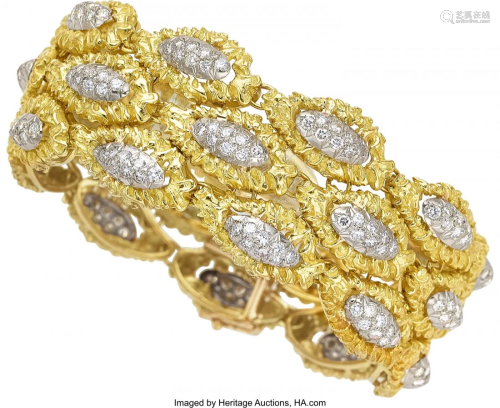 55028: Diamond, Gold Bracelet, French Stones: Full-cut