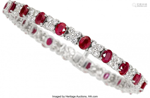 55139: Ruby, Diamond, White Gold Bracelet Stones: Oval