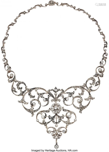 55111: Antique Diamond, Silver-Topped Gold Necklace, ci