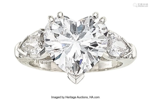55088: Diamond, Platinum Ring, GIA Type IIa Stones: He