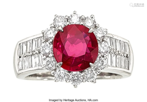 55211: Ruby, Diamond, Platinum Ring Stones: Oval-shape