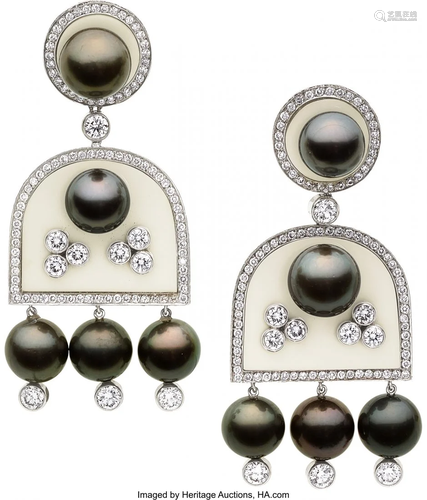 55169: Diamond, South Sea Cultured Pearl, Agate, White