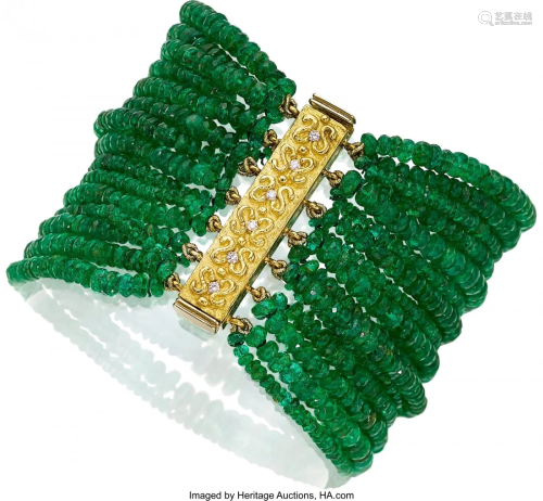 55240: Diamond, Emerald, Gold Bracelet, Katy Briscoe S