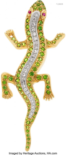 55113: Demantoid Garnet, Diamond, Ruby, Platinum, Gold