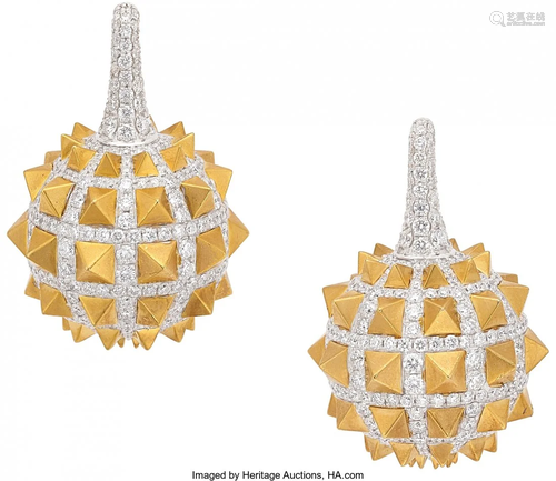 55043: Diamond, Gold Earrings, Umrao Stones: Full-cut