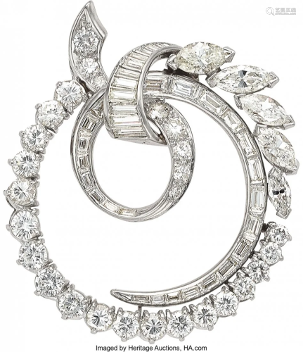 55136: Diamond, Platinum Pendant-Brooch, circa 1950 St