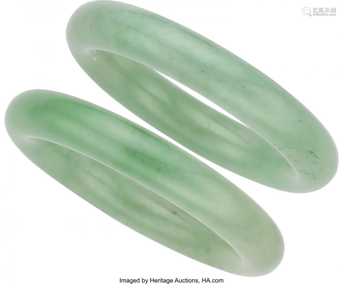 55161: Jadeite Jade Bracelets Stones: Carved jadeite j