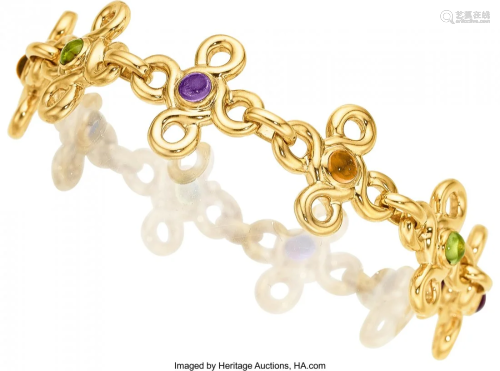 55233: Multi-Stone, Gold Bracelet, Chanel, French Sto