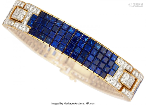 55218: Sapphire, Diamond, Gold Bracelet, LeVian Stone