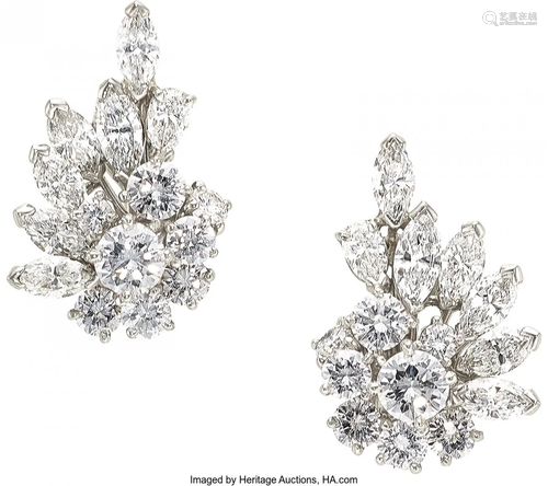 55147: Diamond, Platinum Earrings Stones: Marquise-sha