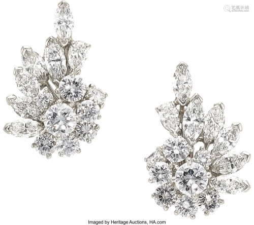 55147: Diamond, Platinum Earrings Stones: Marquise-sha