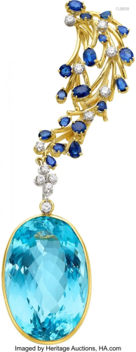 55079: Blue Topaz, Sapphire, Diamond, Convertible Gold