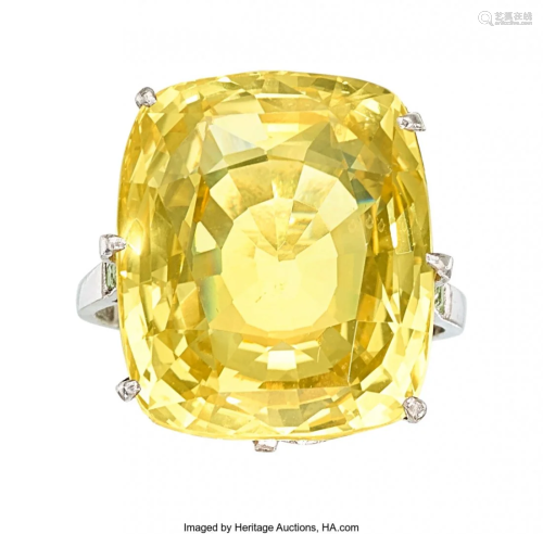 55154: Yellow Sapphire, Diamond, Platinum Ring Stones: