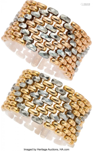 55131: Retro Gold Bracelets, Micheletto Metal: 18k whi