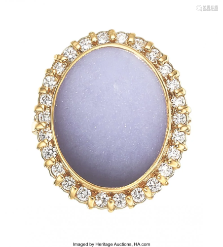 55235: Lavender Jadeite Jade, Diamond, Gold Ring Stone