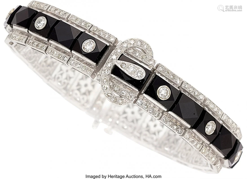 55126: Diamond, Black Onyx, White Gold Bracelet Stones