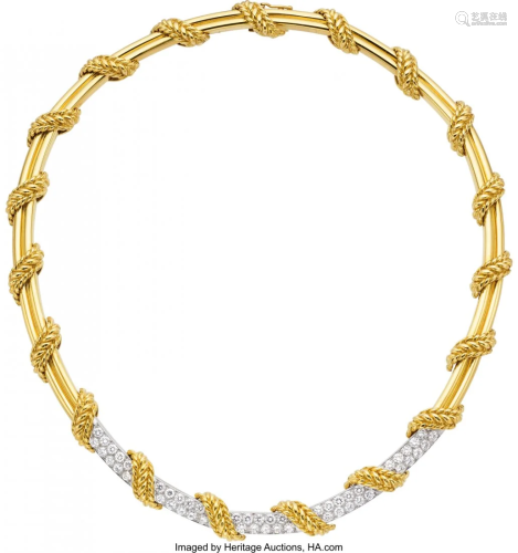 55029: Diamond, Gold Necklace, Tiffany & Co. Stones: