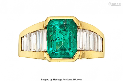 55086: Colombian Emerald, Diamond, Gold Ring Stones: E