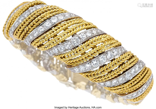 55018: Diamond, Platinum, Gold Bracelet, Sterlé