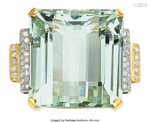 55032: Aquamarine, Diamond, Gold Ring Stones: Emerald
