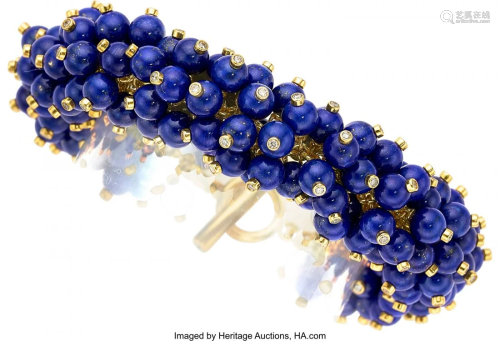 55042: Lapis Lazuli, Diamond, Gold Bracelet, Aletto Bro