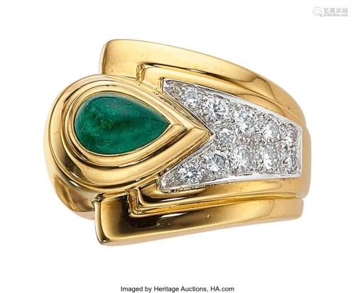 55002: Emerald, Diamond, Platinum, Gold Ring, David Web