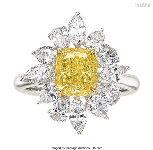 55096: Fancy Vivid Yellow Diamond, Diamond, White Gold