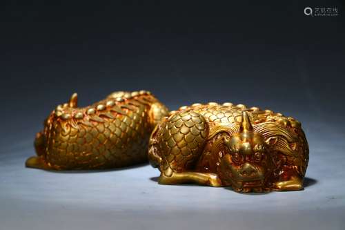 Gilt Copper Kylin-shaped Ornament